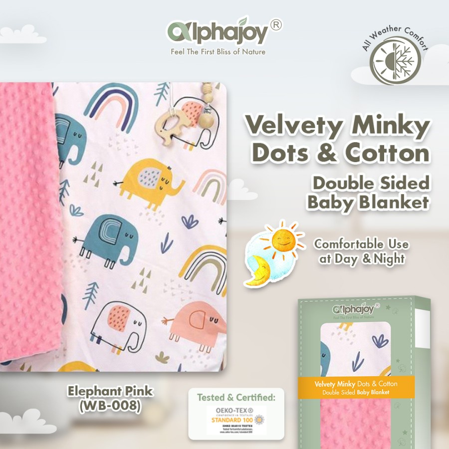 ALPHAJOY BLANKET VELVETY MINKY DOTS &amp; COTTON