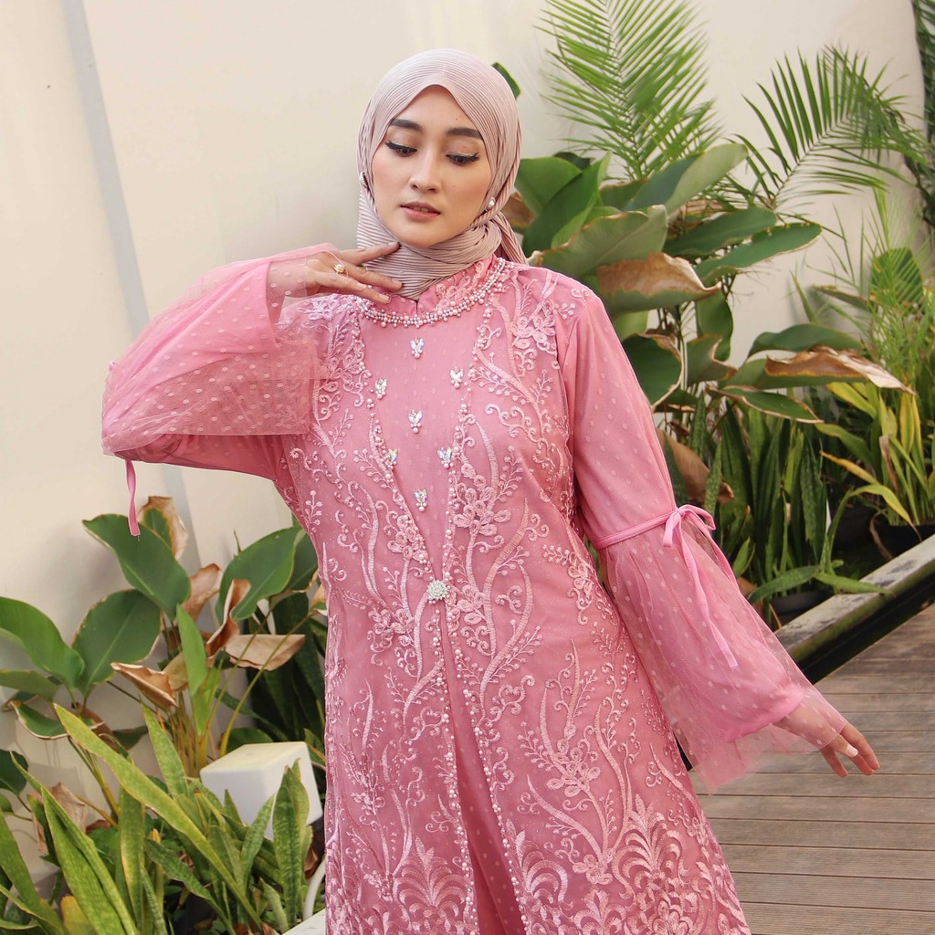 REDLOVE136 ( TERBARU )  GAMIS TILE PREMIUM BORDIR / GAMIS PESTA / GAMIS TILE DOTTY / GAMIS SAFA DRESS / DRESS KONDONGAN / GAMIS WISUDA / GAMIS MEWAH / GAMIS FULL BRUKAT / GAMIS SERAGAM