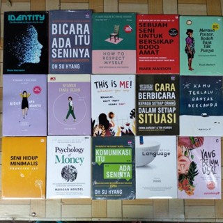Buku Motivasi IDENTITY BICARA ADA SENINYA KOMUNIKASI ADA SENINYA HOW TO RESPECT BODO AMAT MERASA PINTAR HIDUP APA ADANYA NYAMAN TANPA BEBAN THIS IS ME CARA BERBICARA BANYAK BERCANDA MINIMALIS PSYCHOLOGY MONEY LANGUAGE YANG BELUM USAI BERANI ATOMIC HABITS