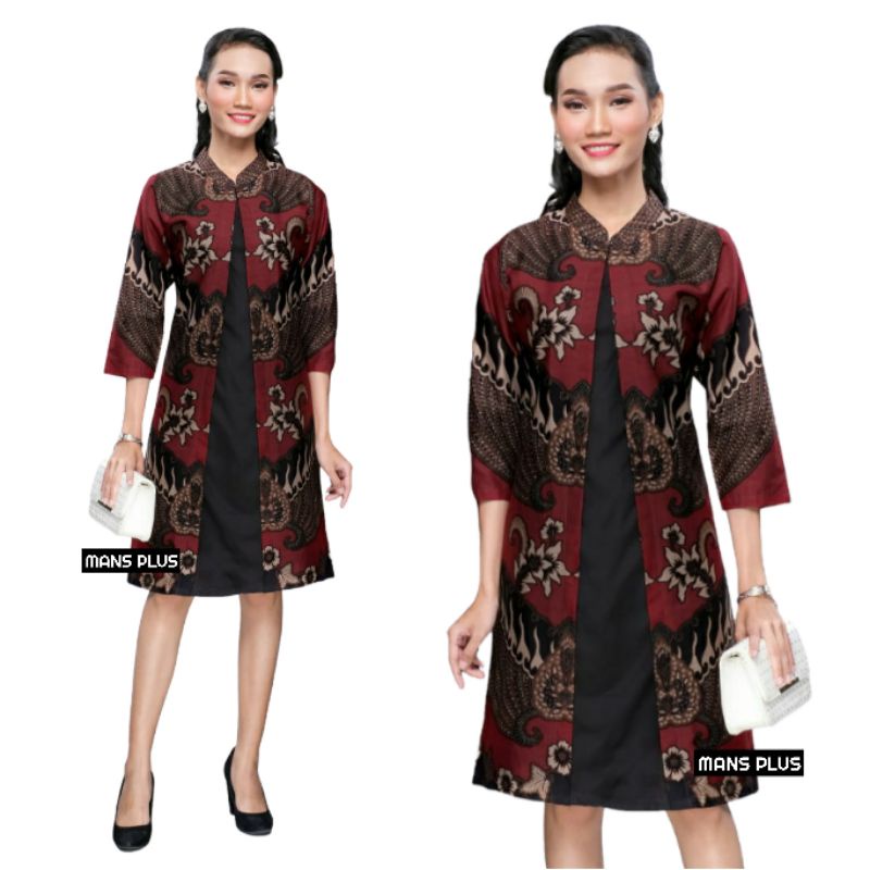 Jual Dress Batik Wanita Jumbo 4l 5l Tunik Batik Big Size Modern Xxxl Batik Seragam Kantor Dhl L 