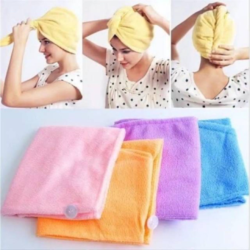 BISA PILIH WARNA BEST SELLER Handuk Rambut Keramas Microfiber Lap Pengering Rambut Praktis Dan Cepat Import Grosir