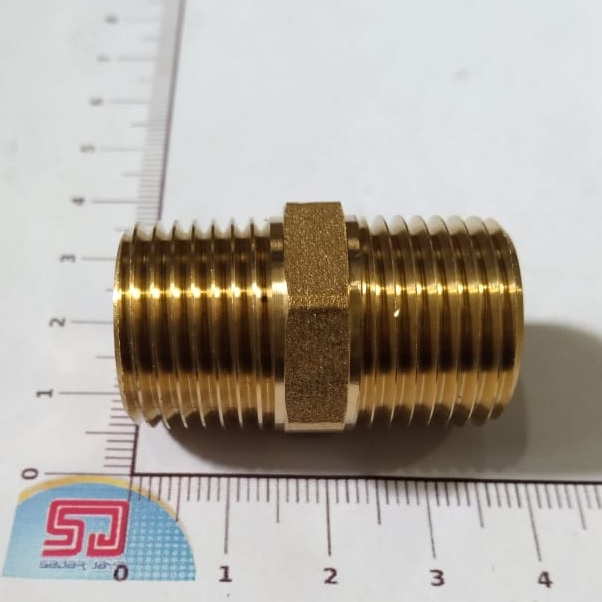 ONDA Double Nipple Nepple Brass Konektor Sambungan Pipa Drat Luar Kuningan 1/2&quot;