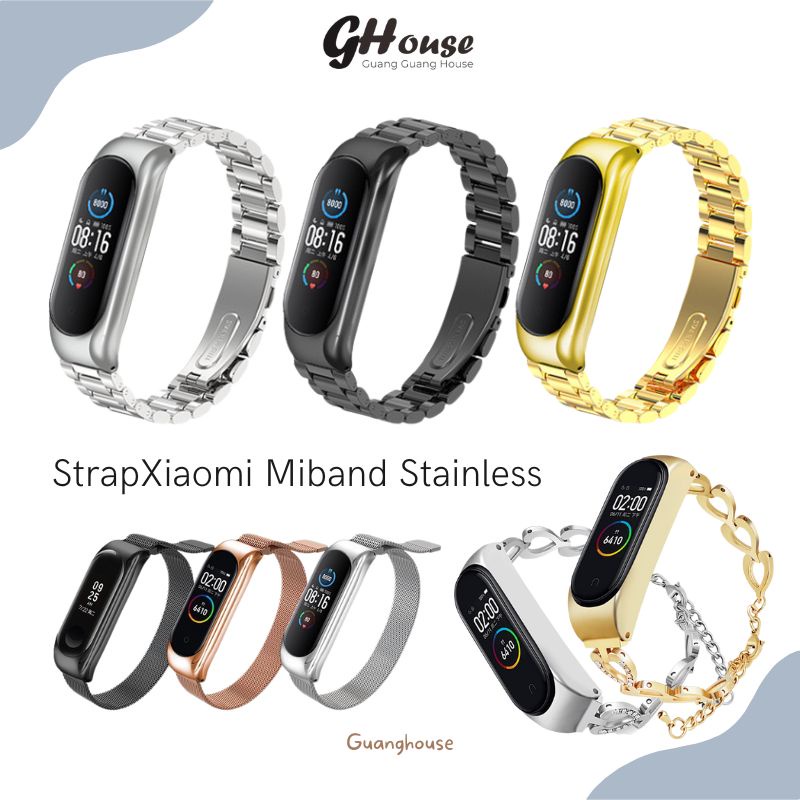 Strap Miband 6/5/4/3 Stainless Tali Pengganti Xiaomi Miband 7/6/5/4/3 Bahan Stainless