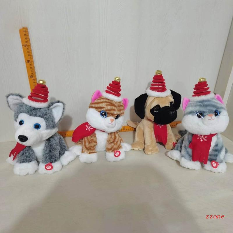 Zzz Mainan Boneka Stuffed Plush Anjing / Kucing 11 &quot;Bisa Menyanyi / Menari Untuk Hadiah Natal Anak