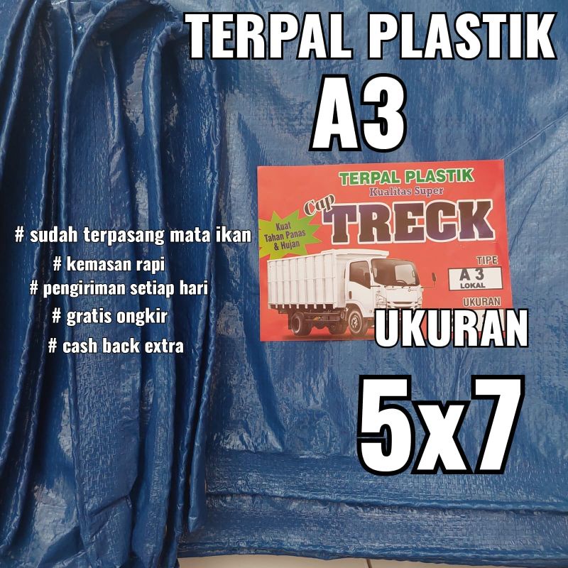 Terpal plastik A3 ukuran 5x7 meter cap TRECK