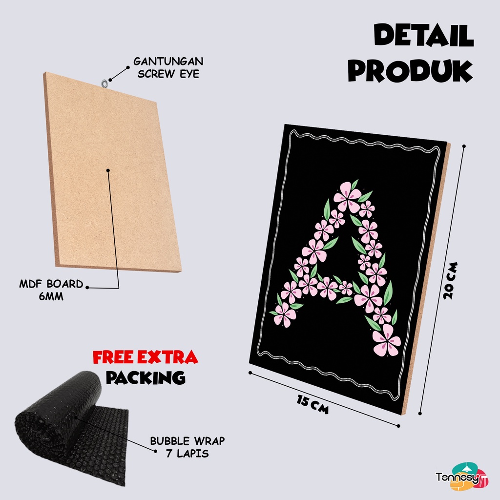 TENNESY HIASAN DINDING 10x15CM KUSTOM NAMA ALFABET HURUF FONT INISIAL TEXT REQUEST WALL DECOR PAJANGAN KAYU DEKORASI DINDING KAMAR TIDUR RUMAH
