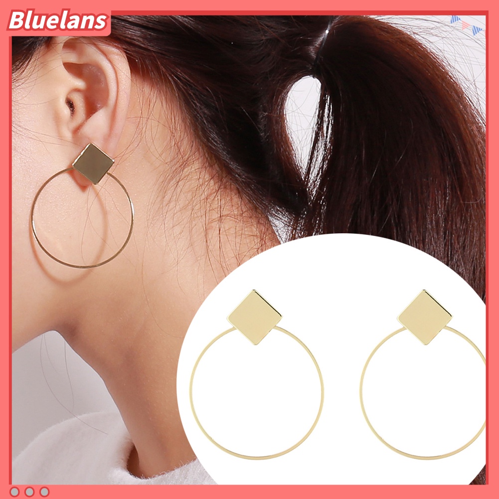Bluelans Fashion Geometry Diamond Women Ear Hoop Travel Club Jewelry Round Earrings Gift