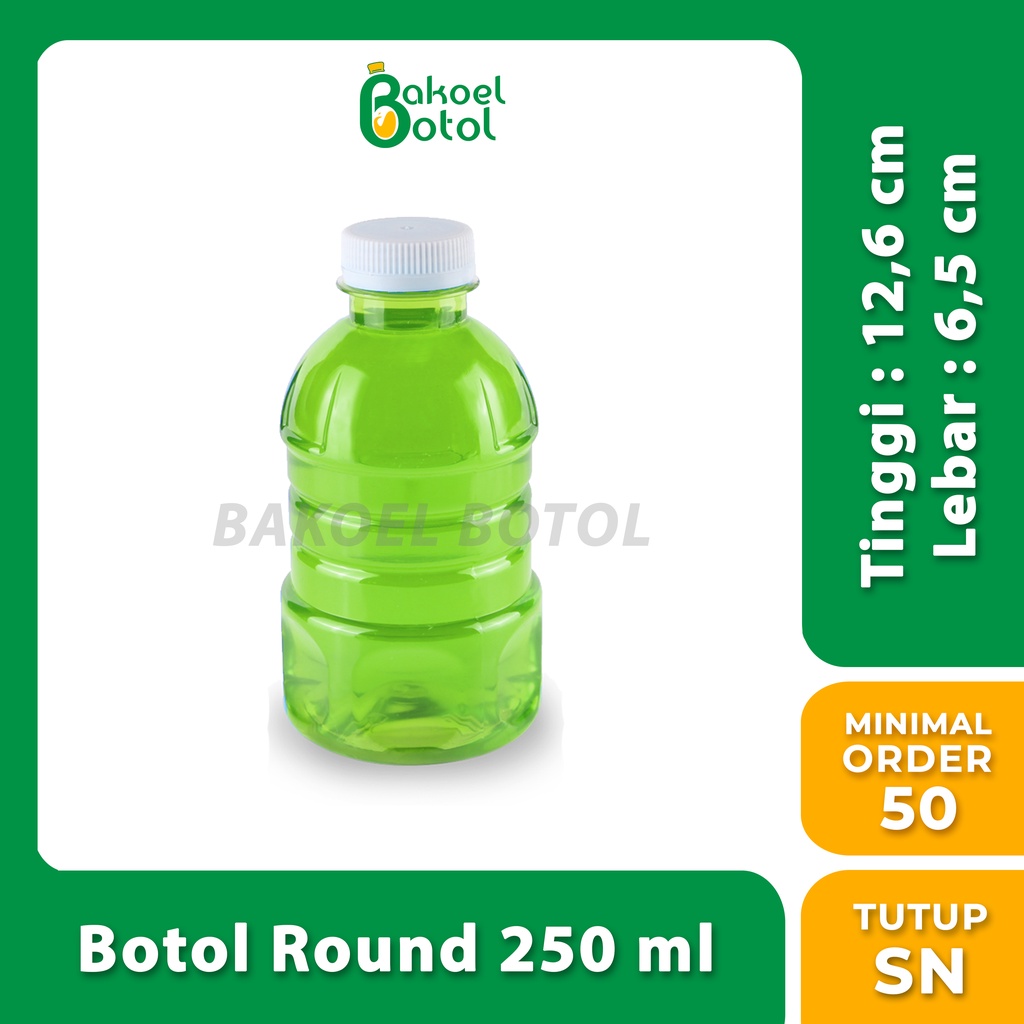 Botol Round 250 ml (MINIMAL 1 PACK ) / Botol Unik 250 ml / Botol Plastik Unik