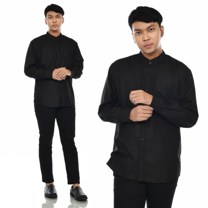 Kemeja Lengan PanjangPria Basic Polos Slim fit Formal  Kantoran Casual - DNA Sares