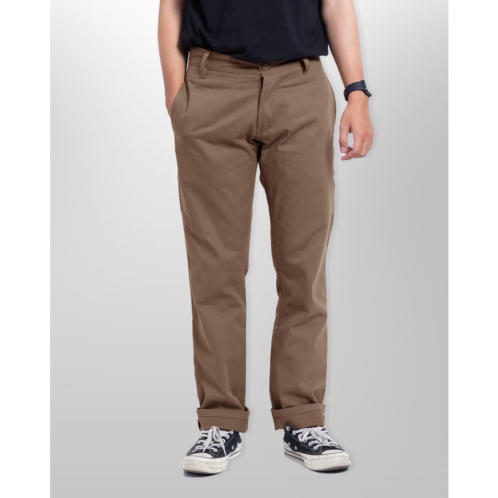 Morgen Slim Straight Chino Pants - Coffee