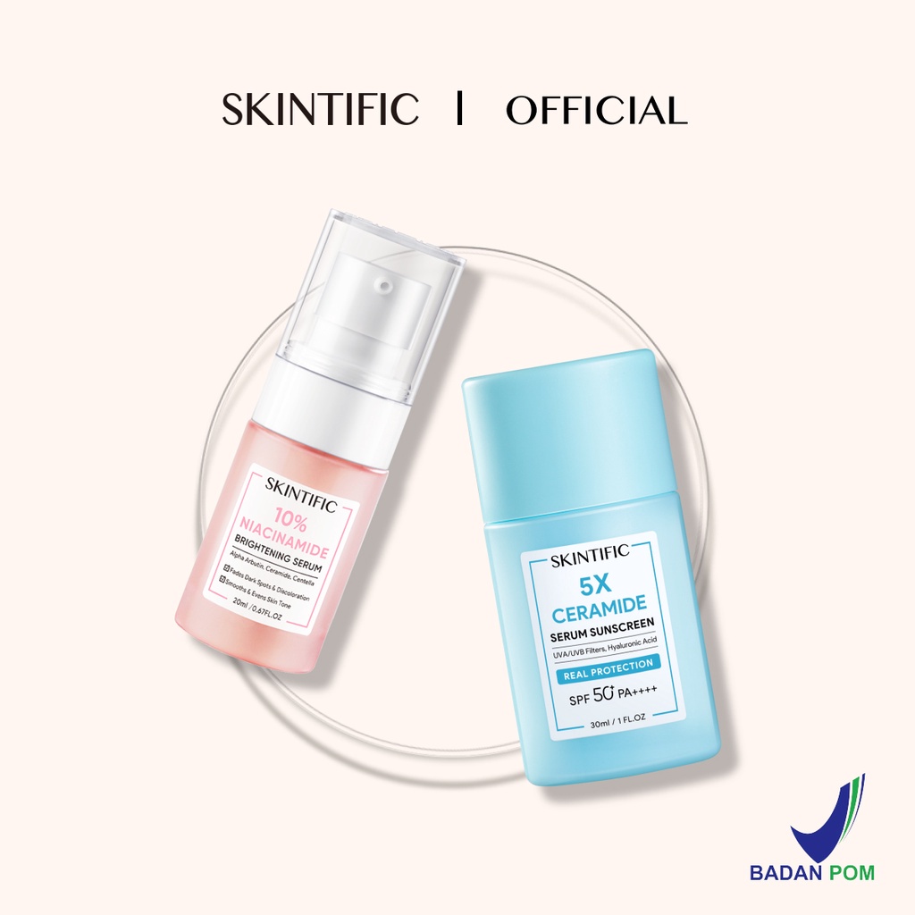 SKINTIFIC Sunscreen 5X Ceramide + Serum Niacinamide 10% 2PCS Paket Skincare Brightening Skin Mencerahkan Kulit