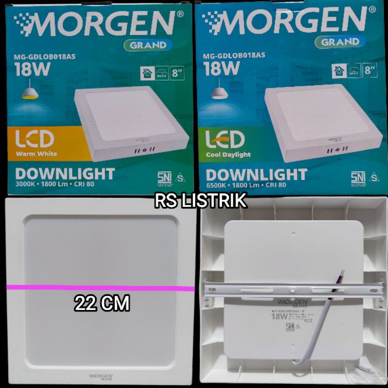 MORGEN PANEL GRAND 18W OB KOTAK TEMPEL SEGI MG-GDL0B018AS OUT BOW SNI GARANSI