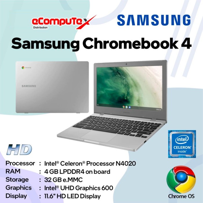 NOTEBOOK SAMSUNG CHROMEBOOK 4 / LAPTOP CHROME BOOK RAM 4GB 32GB GARANSI RESMI
