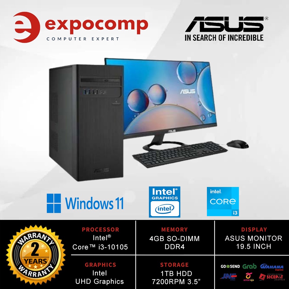ASUS PC DESKTOPS S500TC-341000033W BLACK CORE i3-10105