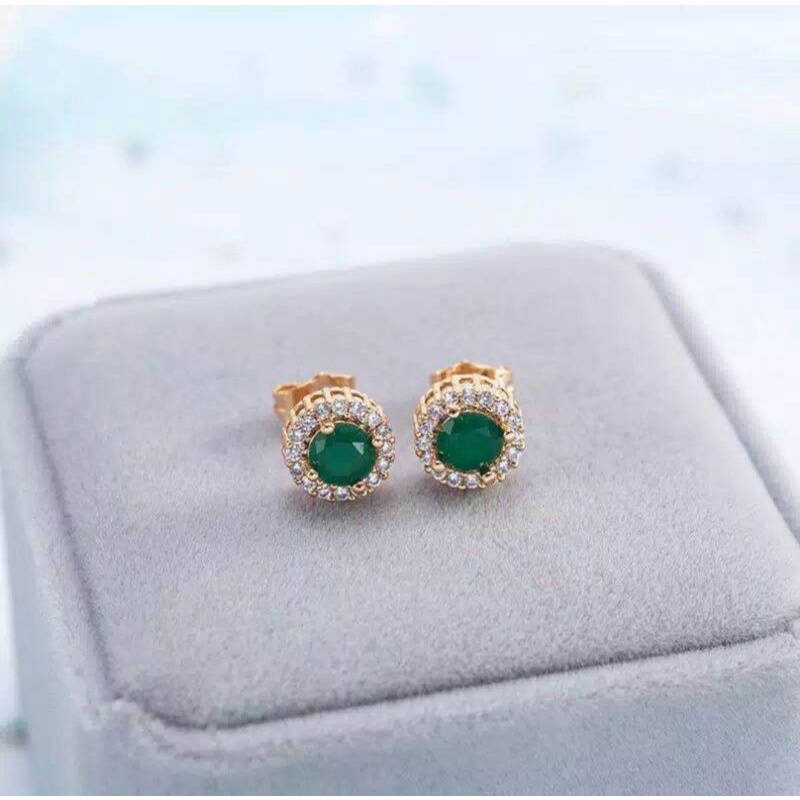 ANTING TUSUK MATA HIJAU PERHIASAN ANTING WANITA DEWASA