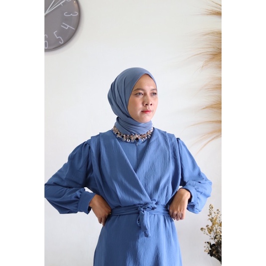 teresa drees by elslook (READY STOK) dress crinkle airflow busui friendy belt terpisah gamis kondangan simple dress silk dress satin maxmara dress kondangan ootd lamaran