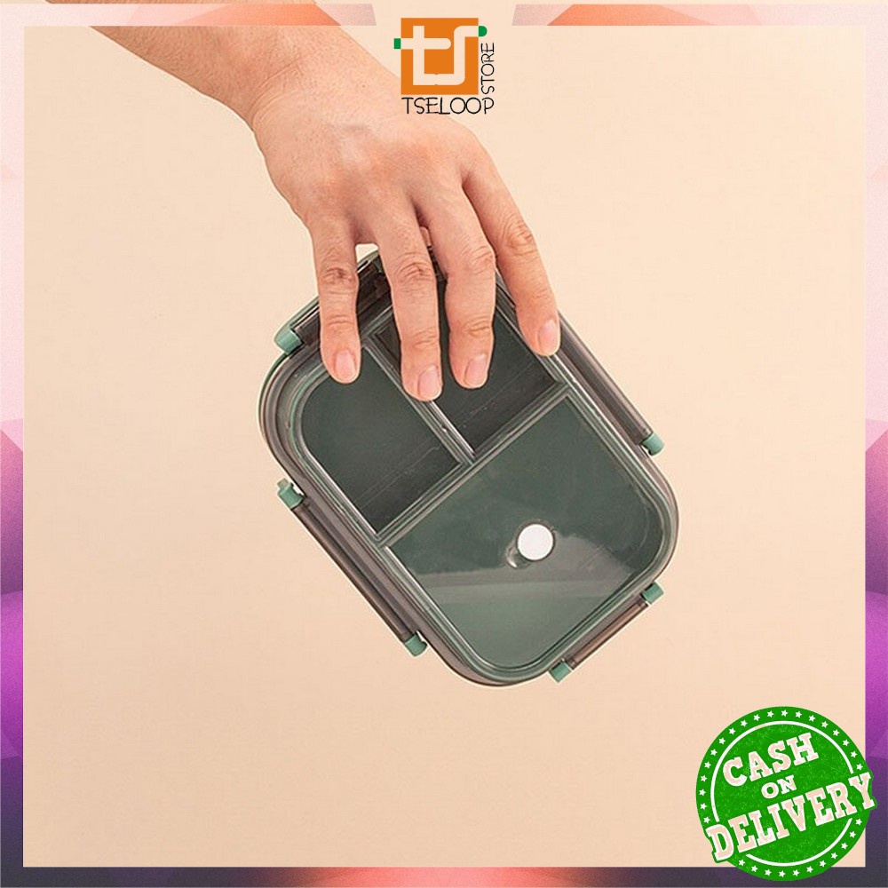 OFM-C697 Tempat Makan Set 2 Tingkat 3 Sekat Anti Tumpah / Lunch Box Susun Free Sendok Garpu Portable / Kotak Bento Tingkat Set BPA FREE