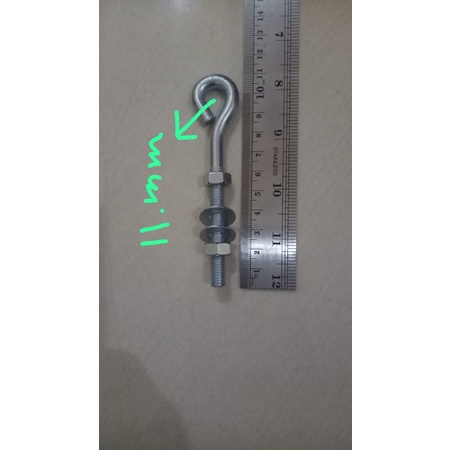 HOOK BOLT BAUT GANTUNG GALVANIS ukuran 8mm × 11cm
