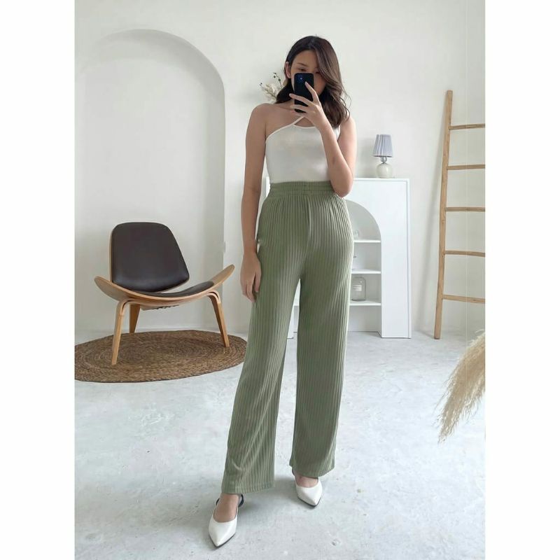 Meera Pants - Celana Kulot Knit Premium Long Cullot Pants Celana Panjang wanita Murah