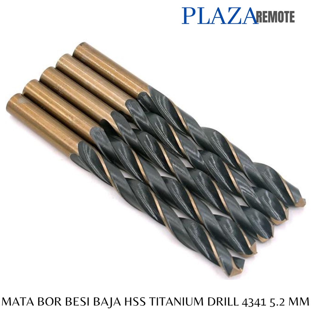 Mata Bor BESI Baja Twist 5.2 MM 4341 untuk Baja Tahan Karat, Besi, Aluminium, Kayu Dll 4341