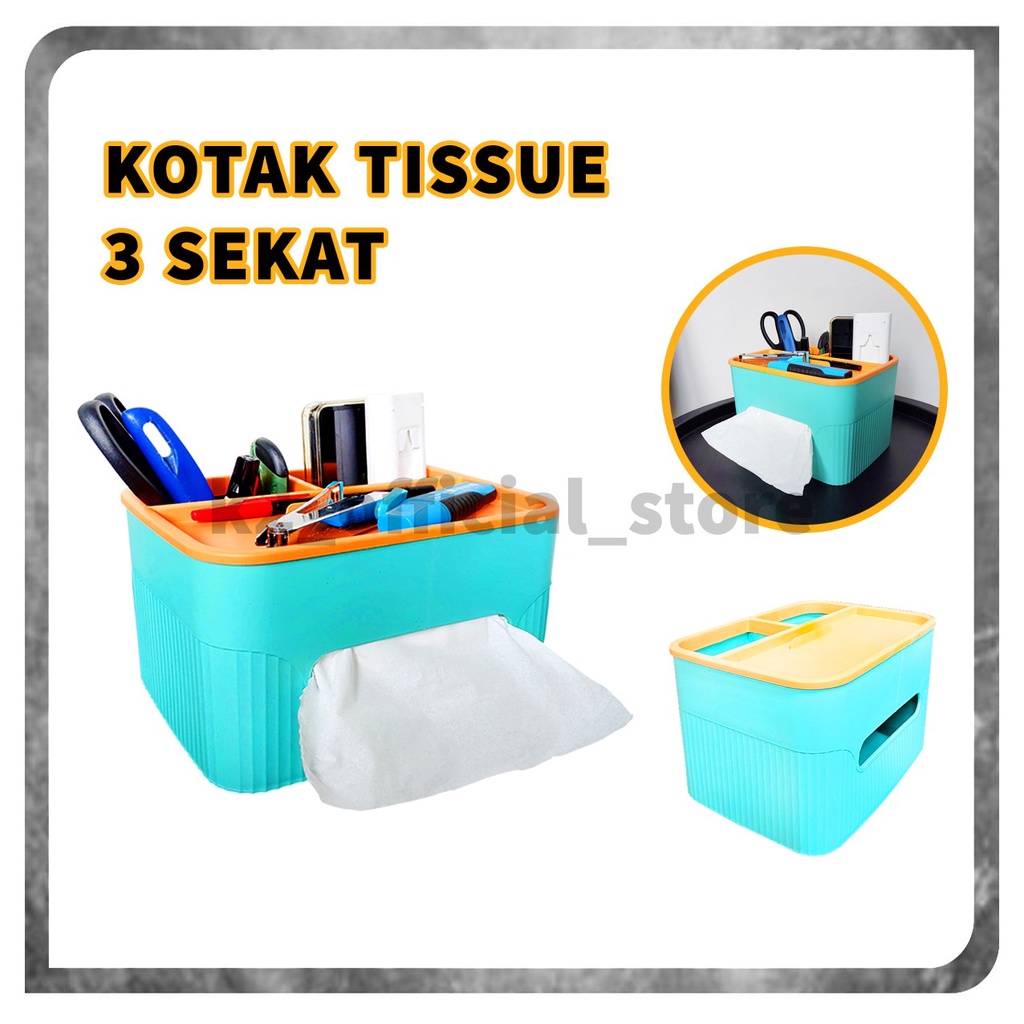 BOX TISSUE 3 SEKAT / Tempat Tissue Dengan Wadah Kotak Tissue 3 Sekat Serbaguna