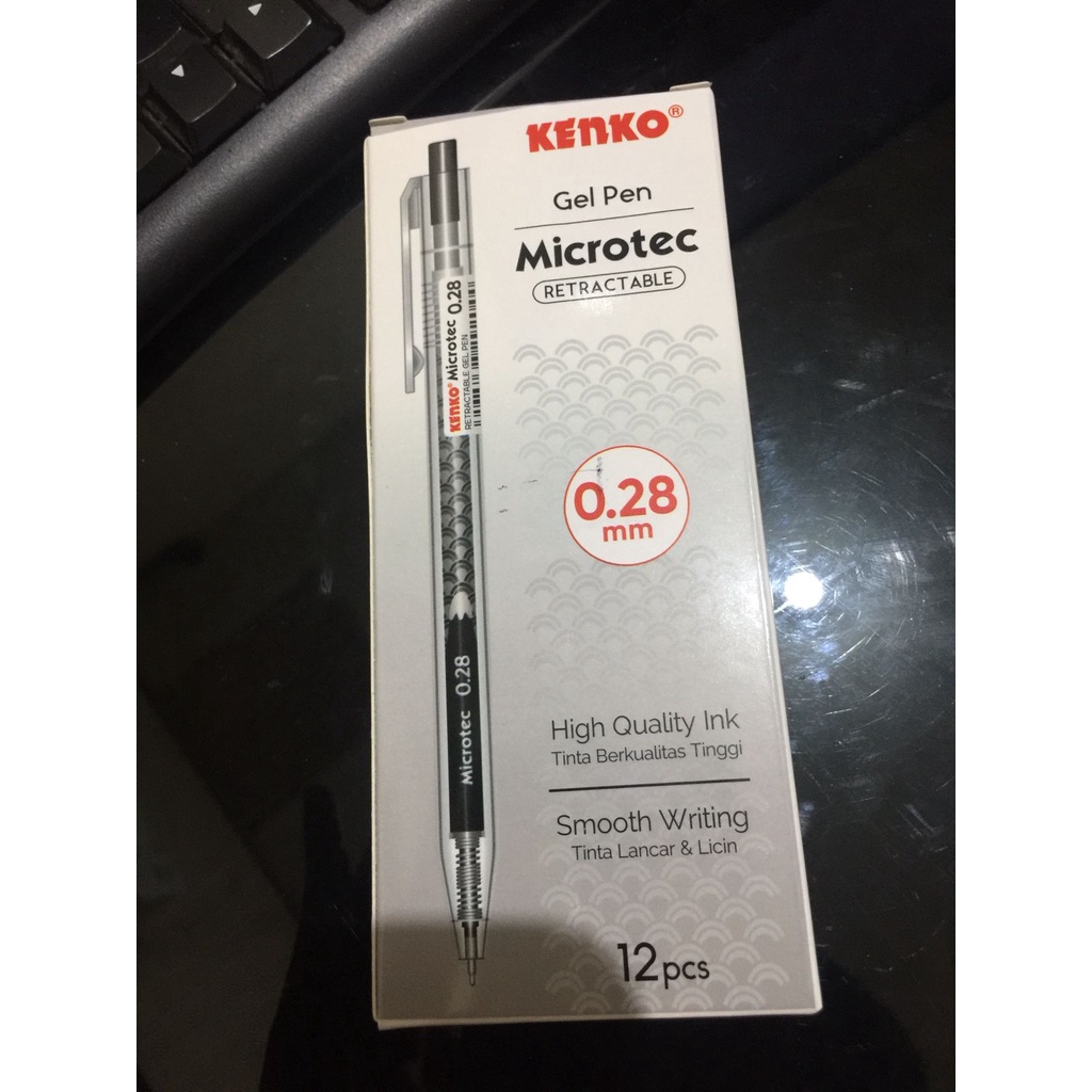 KENKO STATIONERY GEL PEN TINTA HITAM MICROTEC 0.28MM