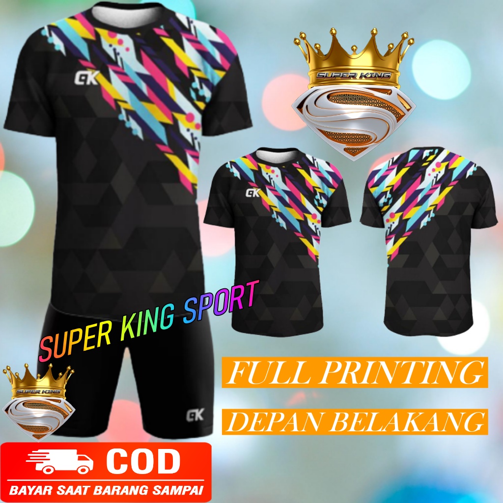 SUPER KING SPORT (COD) Baju Olahraga Full Printing | Badminton | Bola | Voli | Futsal | Kaos Olahrag