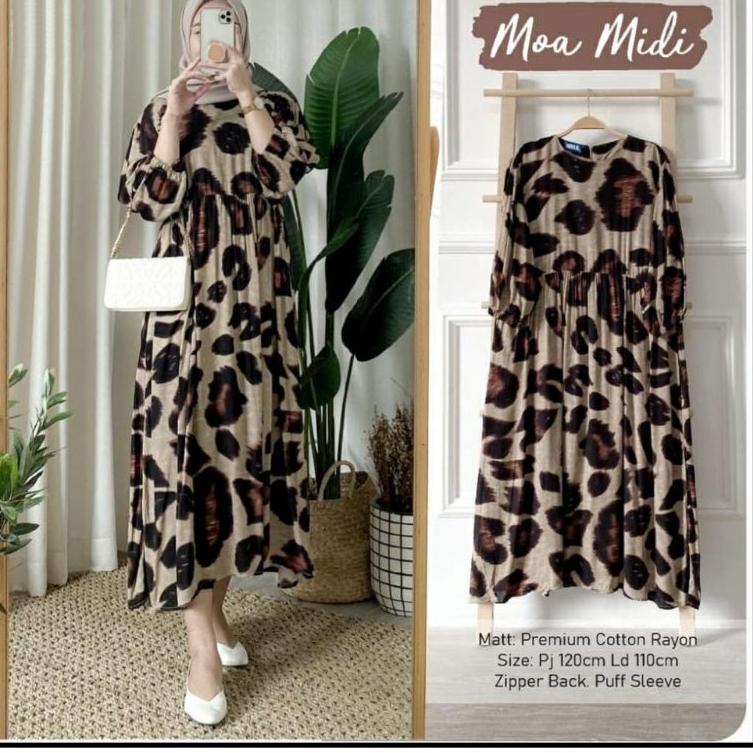 Terpercaya MOA MIDI DRESS RAYON MOTIF LEOPARD MACAN LONG TUNIK VIRAL KEKINIAN BAJU REMAJA DAILY OUTF