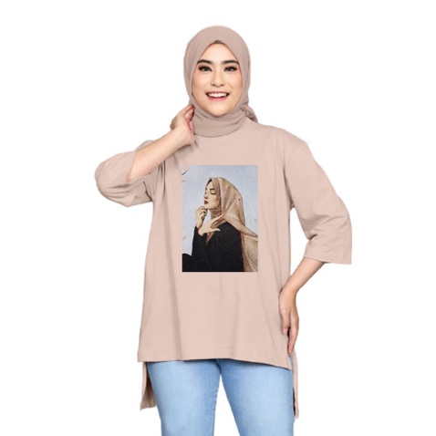 FC - TUNIK BASIC OVERSIZE WANITA / KAOS OVERSIZE WANITA HIJAB VARIASI DTF 01/02