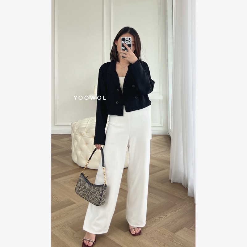 Nade Outer / Basic Crop Blazer Atasan Blazer Kerja Wanita