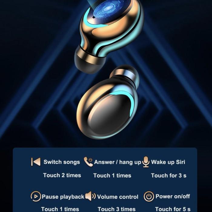 TWS Headset Bluetooth F9-5 LED Wireless Earphone Bass Original Import