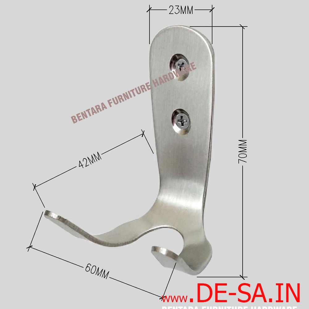 70MM Harfit Kapstok Y-Hook Single 2 Kait Stainless Steel Gantungan Toilet Cantolan Hook Handuk Baju