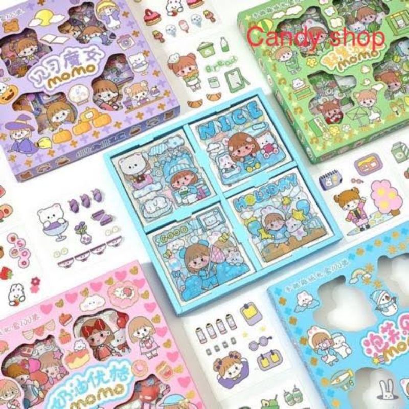 

100 Lembar Stiker Motif Kartun PVC Korea Lucu Anti Air Dekorasi Handbook Scrapbook DIY
