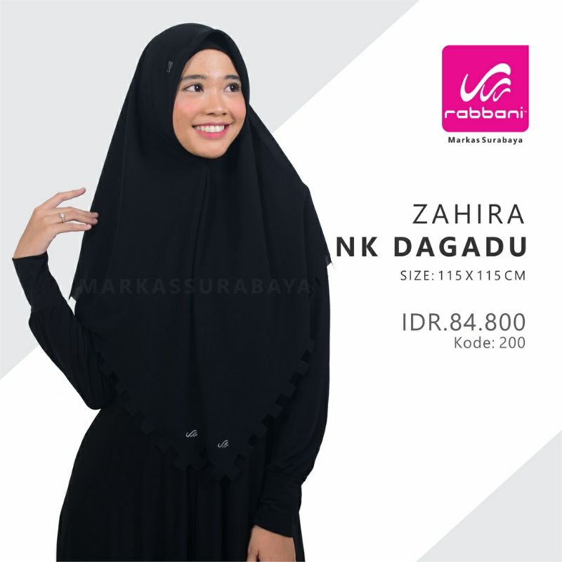 Kerudung Segiempat Polos Zahira Dagadu Size M Rabbani ORI