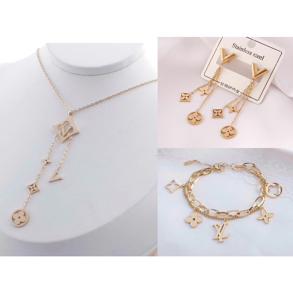 Titanium Set Perhiasan Fashion Kalung/Gelang/Anting 7885/8185/2513