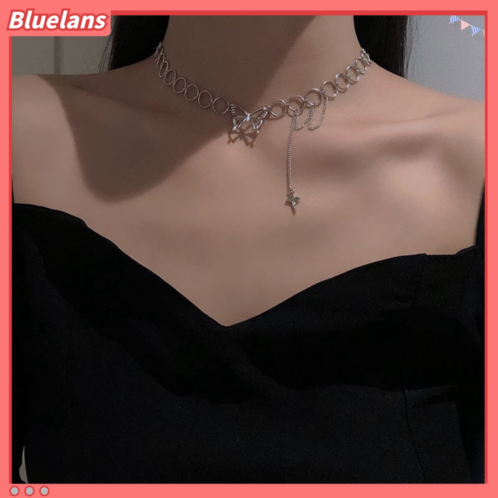Kalung Rantai Klavikula Liontin Kupu-Kupu Bahan Alloy Untuk Wanita