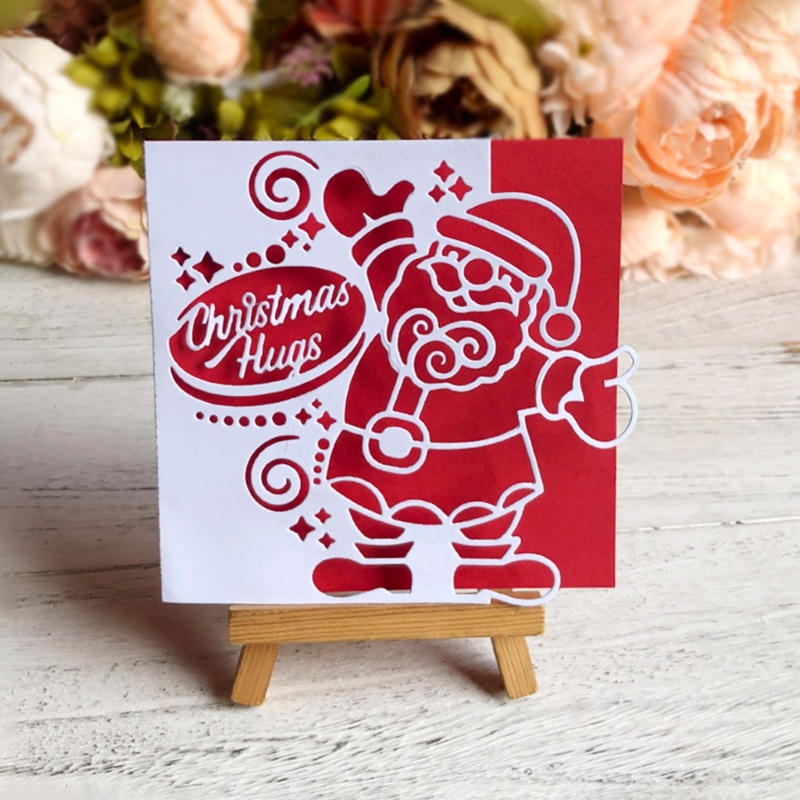 Cetakan Stensil Cutting Dies Motif Santa Claus Bahan Metal Untuk Scrapbook / Craft DIY / Kartu