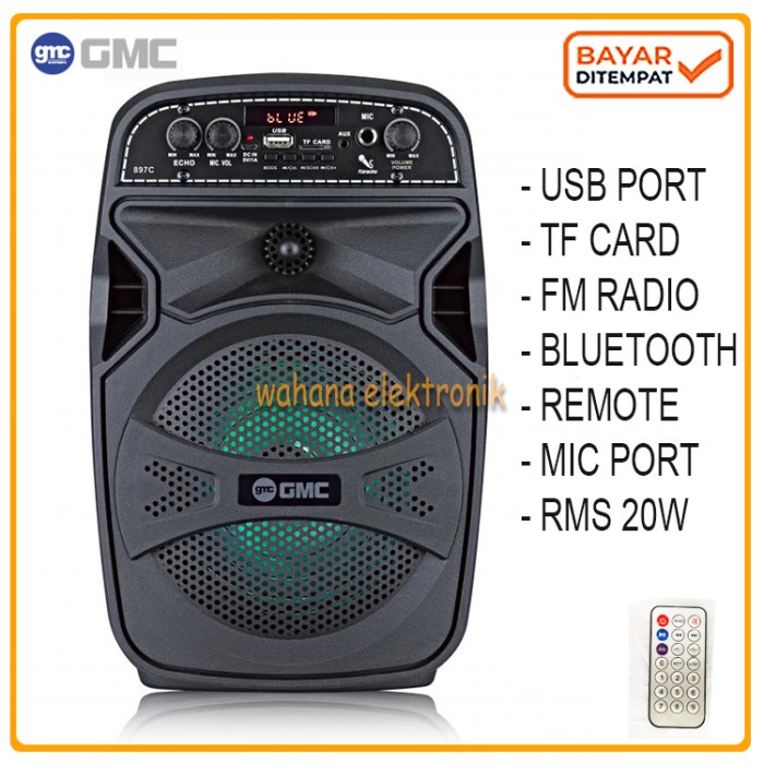 SPEAKER GMC 897C Speaker Portable/Pengeras Suara 6,5" Bluetooth KARAOKE - Tanpa Mic stereo terlaris 