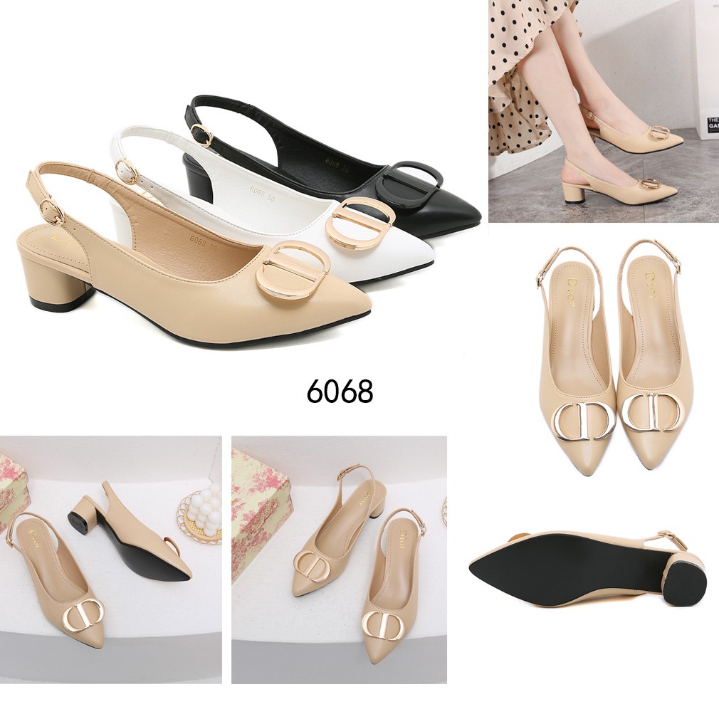 DR D-Logo Leather  Block Heel Pumps 6068