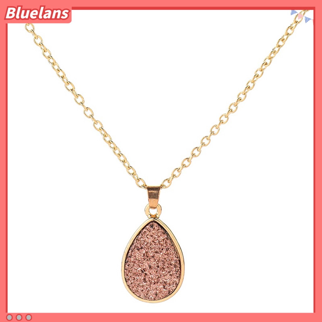 Bluelans Women Simple Water-drop Shape Shiny Surface Resin Pendant Necklace Jewelry Gift