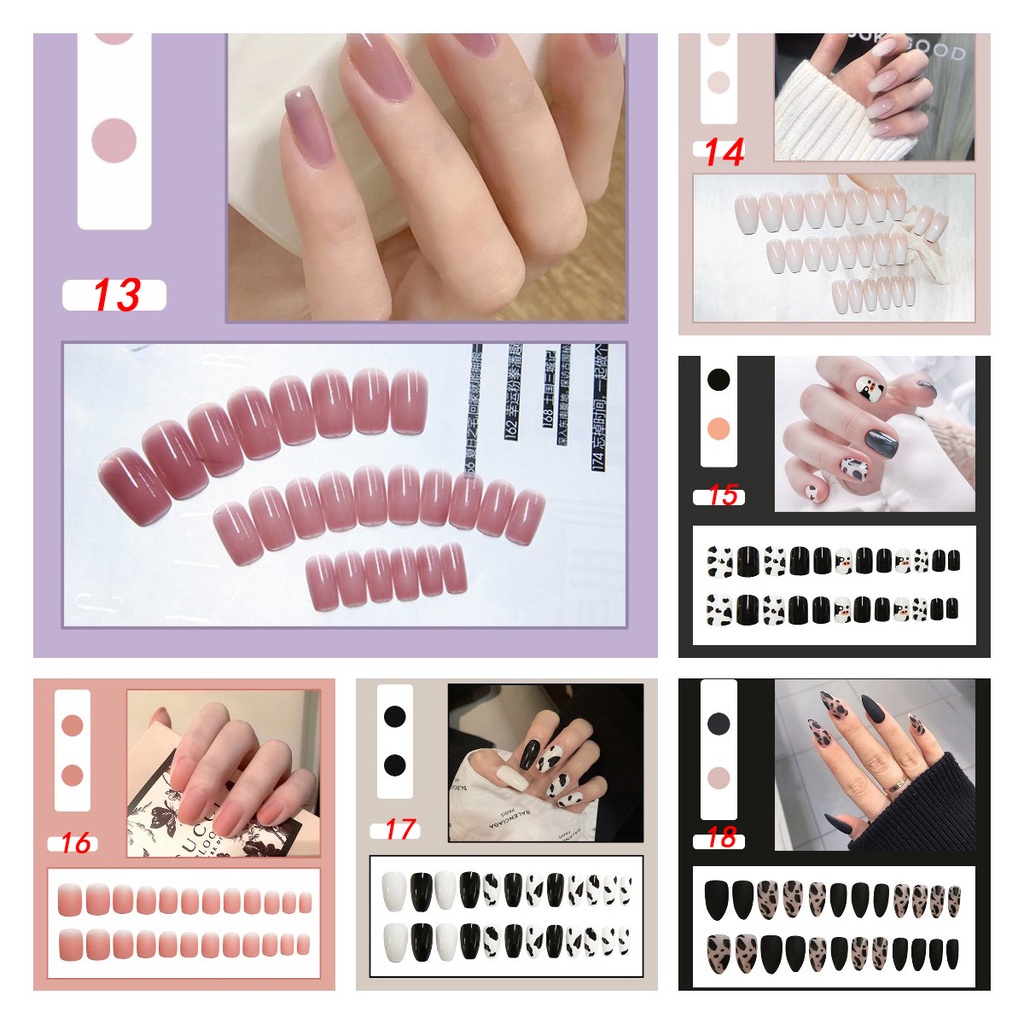 24pcs / Set Kuku Palsu Extension Panjang Dengan Desain Untuk Anak