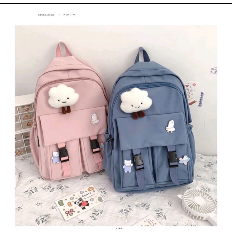 [import asli] Tas gaya Korea sekolah &amp; kerja santay free pin boneka