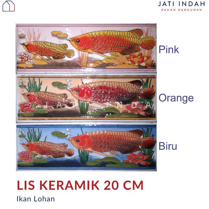 siap kirim] List Keramik 20 cm Motif Ikan Lohan / Lis / Listello