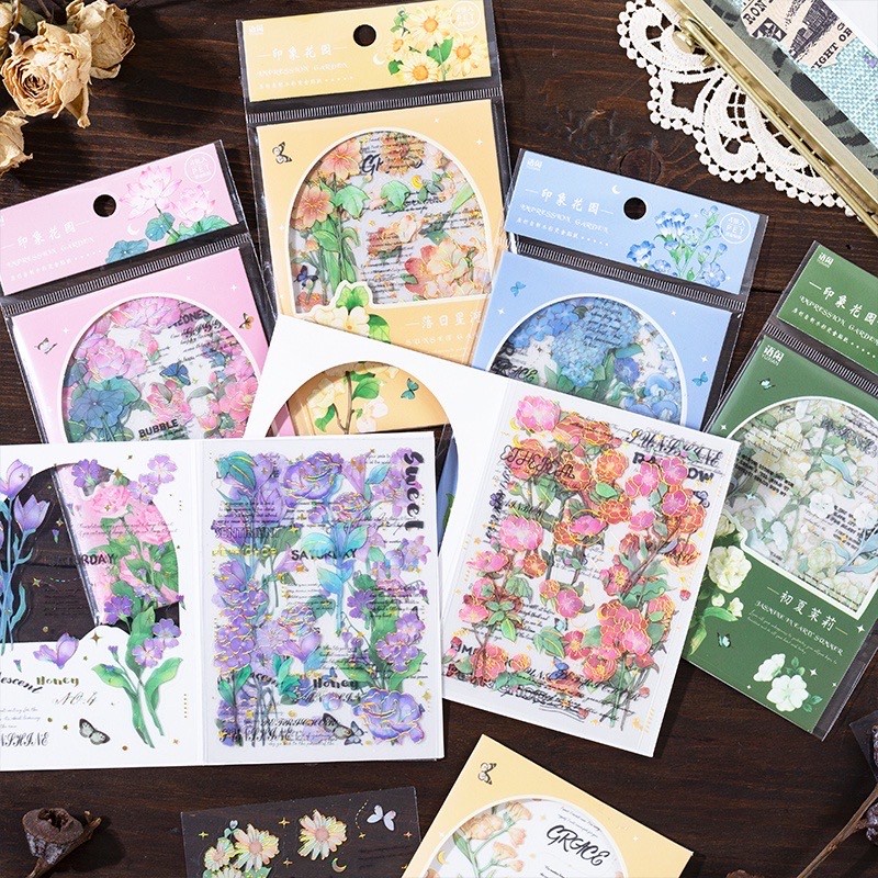 

4 Lembar Sticker Gold Flower Laser Bling PET Bunga Stiker Anti Air