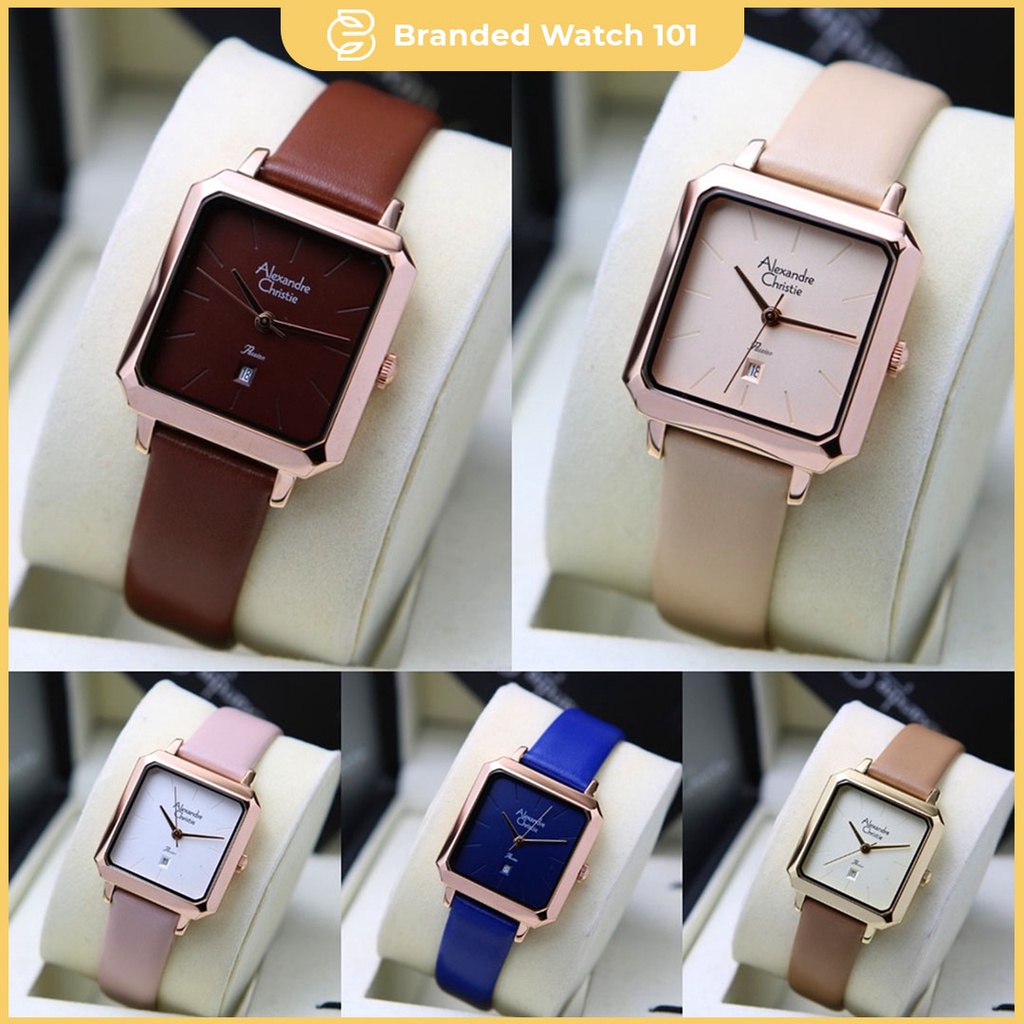 ORIGINAL Jam Tangan Wanita Alexandre Christie Leather AC 2921 / AC2921 / 2921 Garansi Resmi 1 Tahun.