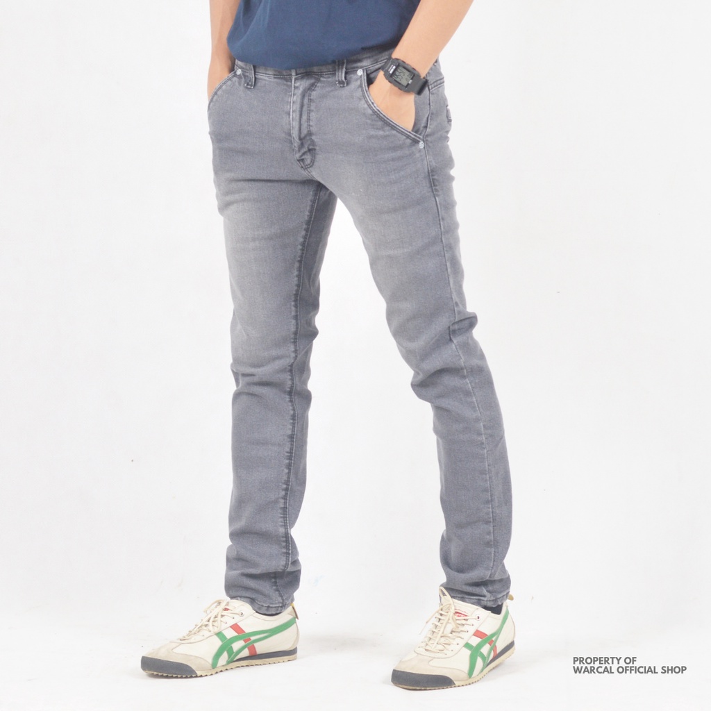 Celana Panjang Jeans Saku Bobok Abu Scrup Model Chino Strecth