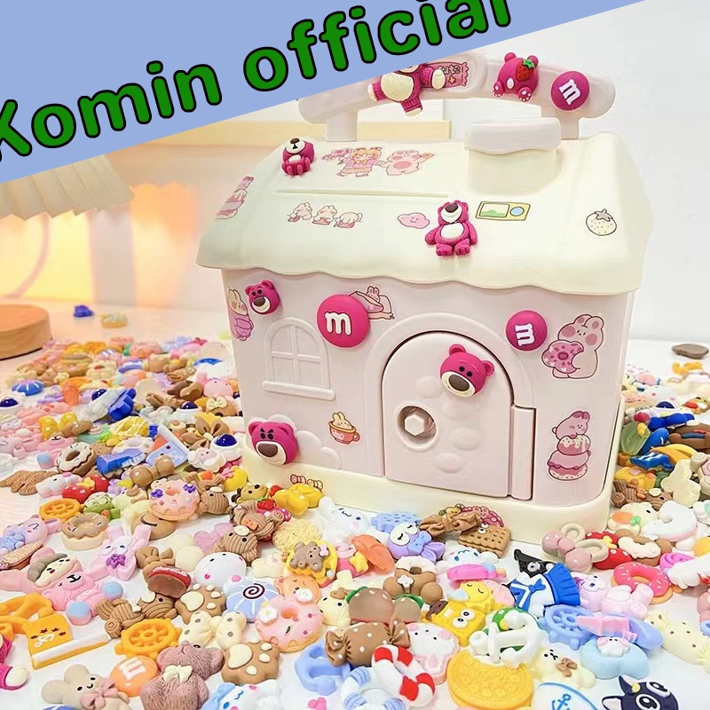 [Gaya Acak] 10 PCS Mainan Clay Resin Sticker 3D Timbul Tanpa Isolasi Perekat Sandal DIY Kreatif