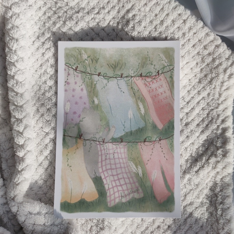 Jual blissinthings Happy Drying Clothes Art Printartprint,kawaii