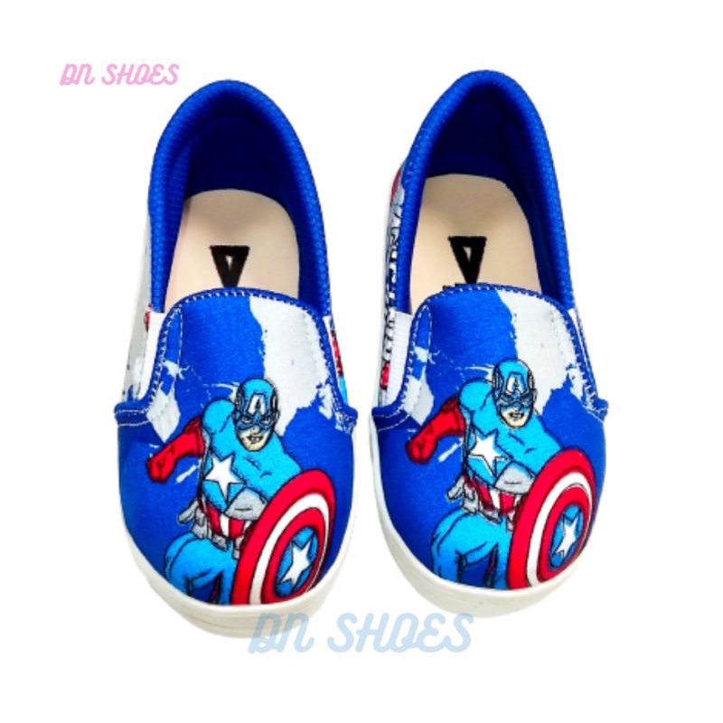 Sepatu Anak Laki laki Sepatu Slip On Anak Karakter Kapten Amrik Navy