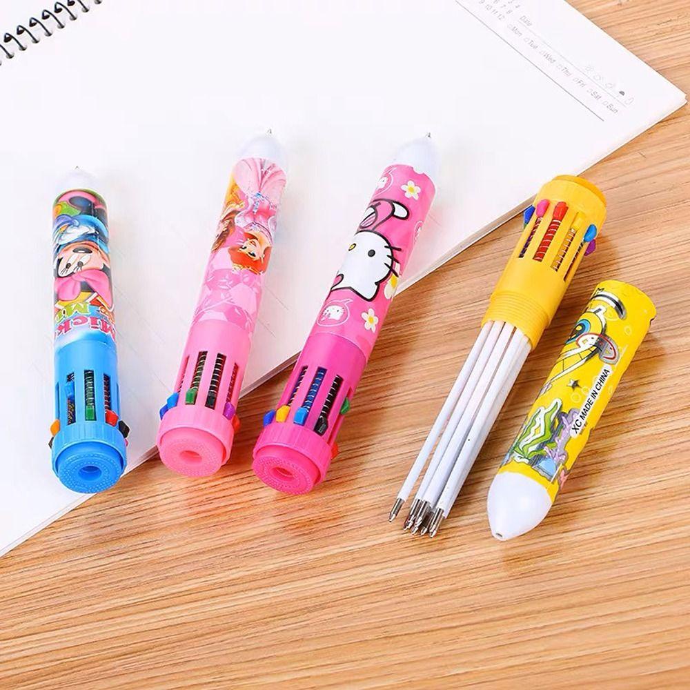 Mxbeauty Kartun Gel Pulpen Tanda Tangan Pena Perlengkapan Kantor Hadiah Untuk Gadis Kittty Cat Menulis Pulpen Mickey Warna Acak Spons 0.5mm Pen Penandatanganan